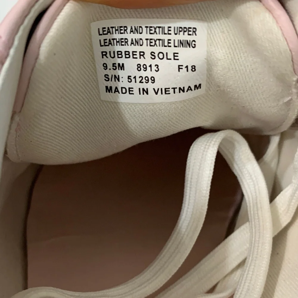 Tory Sport Banner Trainer Sneakers Pink White Leather Canvas 9.5 NIB